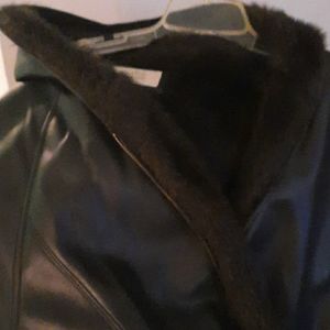 Furry leather coat